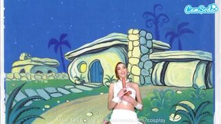 Cuki tinédzser wilma flintstone cosplayben masturbál és leszopja a óriási fazsat