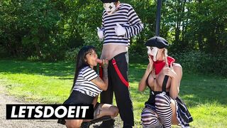 Sexy Street Mimes bemutatja: Csábító édeshármas gigantikus mellekkel és nagy farkakkal a LetsDoeIt csatornán